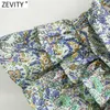 Zevity Donna Vintage Anacardi Stampa Floreale Orlo Increspature Casual Sottile Gonna A Pieghe Faldas Mujer Femme Cerniera Laterale Vestido QUN733 210603