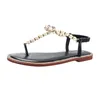 Enkel stil 2021 Sandaler Toe Kvinnors Skor Gentle Rhinestones Gravid Kvinnor Pearl Flat Woman