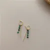 Vintage Green Bead Ciondola Coreano Color Oro Huggie Orecchini Per Le Donne Dei Monili Delle Signore Pendientes mujer moda 2020