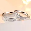 Trendy Wedding Pure 100 925 Sterling Jewelry Accessories Lovers Micro Scrub Silver Couple Rings for Women Men5437813