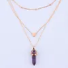 Fashion Opal Stone Hexagonal Column Quartz Necklaces for Women Natural Crystal Pendant Necklace Bohemian Statement Jewelry Gift