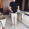 Été Polos Hommes D'affaires Casual POLO Chemises Slim Fit Turn Down Col Mâle Tops Haute Qualité Mode Coréenne Vêtements 210527