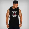 Muscleguys Brand Bodybuilding Stringer Hoodies Gym Ärmlös Hoodie Fitness Tank Top Mens Kläder Bomull Pullover Hoodies 210421
