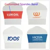 100pcs Digital Print Sashes Azienda Logo Design Pubblicità Tessuto Spandex Sedia Band For Party Hotel Decorazione per eventi di nozze