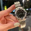 여성용 36mm 다이아몬드 시계 Mechaincal 무브먼트 블랙 다이얼 스테인레스 스틸 스트랩 날짜 - jus 시계 RX090101