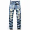 Mäns jeans slim-fit denim rakben byxor hål trend svart byxor gränsöverskridande