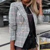 Damespakken Blazers Plaid Blazer Vrouwen lange mouw casual vrouwelijk voor dubbele borsten 2021 knopjasjas