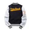 Sprzedaż przybycia Baseball Uniform Płaszcz Polar Bawełna List Preppy Styl Single Bierded Bomber Jacket Odzież męska 210927