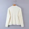 Elegant Women Pearl Button Sweater Fashion Ladies Pocket Knitted Cardigan Sweet Female Streetwear O-Neck Loose Blouse 210427