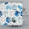 Shower Curtains Welcomed Blue Bathroom Curtain Watercolor Marble Grained Polyester Fabric Bath Decor Bathing Cover