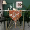 Dunxdeco bord löpare middag fest lång täckning tyg modern enkel kedja jacquard orange grön trädgård skrivbord dekorera matta 210709