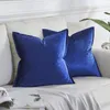 Housses de coussin solides modernes bleues pour canapé lit coussin 45x45 taies d'oreiller carrées en velours de luxe coussin/décoratif