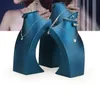 Förpackningsmyckespackaging Blue Pu Leather Jewely Set Display Stand smycken Ringörhängen Halsband Byst halsform för butiksfönster DR