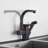 Uythner Black Kitchen Faucets Dual Spout Pull Out Kitchen Tap With Spray Kitchen Water Taps &Cold Water Mixer Deck Mounted 210724