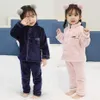 Toddler Baby Girls Pajamas Sets Long Sleeve Flannel Coat Pants Girls Clothing Sleepwear Pyjamas 210412