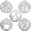 BESTONZON 5 pezzi stencil per caffè in acciaio inossidabile barista cappuccino modelli artistici ghirlanda di caffè stampo strumento per decorare torte