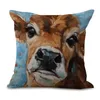 Cattle Cows Painting Cushion Cover Cotton Linen Decorative Pillowcase Chair Seat Square 45x45cm Pillow Home Living Textile Cushion/Decorativ