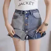 Женские цветные блок джинсовые сорты повседневные лоскутные кнопки высокая талия мини юбка подросток мода Mujer Falda B03109B 210421