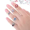 5pcs Mix Lots Cute Crystal Rhinestone Children Kids Adjustable Silver Color Rings Jewelry Gifts Random Style Send Q07084586562