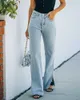 Summer Street Light Colored Jeans Jeans Slits sueltos Lavado Color Sólido Simple Versátil Cómodo Pantalones de mujer WS16 210708