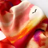 Style Natural Scarf Kvinnor Sunset Oljemålning Skriv ut 100% Real Silk Scarves Small Square Headband Wrap Lady Gift FJ491