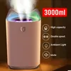 3L Air Humidifier Essential Oil Aroma Double Nozzle With Coloful LED Light Ultrasonic Humidifiers Aromatherapy Diffuser