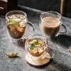Double wall s glass cup set Espresso coffee mugs whiskey cocktail beer glass insulated tumbler Transparent cups Drinkware 210804
