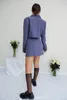 Vintage Sexy One Button Short Women Corduroy Blazer High Waist Irregular Cross Slit Mini Skirt Long Sleeve Suits 2 Pieces Set 220302