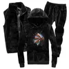 High Quality Mens Winter Velvet 3pcs Set Fashion Embroidery Vest Jacket Tracksuit Hoody Thick Warm Casual Suit Matching Sets 4XL Men's Track