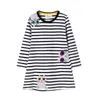 Jumping Meters Manches Longues Princesse Stripe Robes Animaux Applique Automne Printemps Enfants Filles 210529