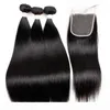 Fasci di capelli lisci brasiliani Fairgreat 3 con chiusura 100 fasci di capelli umani Remy con chiusura 44 estensioni dei capelli3340661