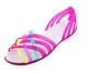 Kvinnor Sandaler Sommar godis färg Peep Toe Stappy Beach Valentine Rainbow Clogs Gelé Skor Kvinna Flats