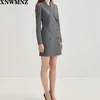 Mini abito da donna in misto lana moda femminile Eleganza semplice femminile Abiti da ufficio sottili Alta qualità 210520