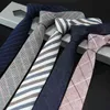 Mens TIE COTTON과 LINEN NECKTIE MALE 6CM 형식 착용 사업 캐주얼 전문 작업 체크 아버지의 선물 Y1229의 좁은 버전