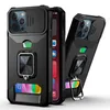 Coques de téléphone pour Iphone 13 12 Mini 11 Pro Max X XR 8 7 6 Plus Fente pour Carte Couverture de Protection Complète Avec Béquille