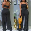 Kvinnor Jumpsuits Backless Ärmlös Bandage Rompers Womens Jumpsuit High Waist Wide Leg Plus Storlek Sommar 210513