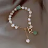 Bracelets de charme elegantes pulseira de pérola de pedra natural barroca para mulher moda Lady Temperament Cuff Jewelry Anniversary Gift