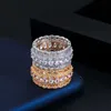 High Quality Luxury Dubai Cubic Zirconia Stones Pave Yellow Gold Big Wedding Band Party Rings for Women R138 210714