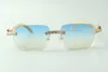 Direct sales XL diamond sunglasses 3524024 with white buffalo horn temples designer glasses, size: 18-140 mm