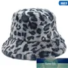 Wide Brim Hattar Vinter Faux Fur Bucket Hat Fluffy Warm Leopard för Women Men1