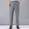 Heren hoge taille Trausers zomer broek kleding nieuwigheid linnen losse katoen elastische band dunne werk vintage brede poten broek 211201