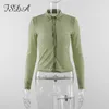 FSDA Mesh Long Sleeve Crop Top Women Brown 2021 Summer V Neck See Through Y2K Basic 90S Vintage T Shirts Sexy Green Transparent Y0629