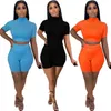 Women tracksuits summer outfits jogger suits short sleeve two piece set pullover T-shirts crop top+shorts pants casual black sportswear sweatsuits 4738