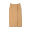 Женщины с высокой талией юбка сексуальная нерегулярная обертка передний сплит MIDI длинный прямой офис Lady повседневная стройная осень Clubwear 210621