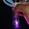 Glowing Glass Bong 5inch Mini Water Pipe Bubbler With Automatic Multicolor LED Light Spiral Recycler 10mm Joint Oil Burner Hose Reclaim Catcher Dab Rig Bongs