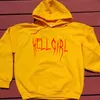 Hoodies das mulheres Moletons Girl Engraçado Impressão Mulheres Goth Capuz Preto Mulher Manga Longa Menina Jumpers Letras Vermelhas Tops Hip Hop Shirt