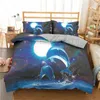 Sea Dolphin Blue Duvet Quilt Cover Set Comforter Bed Pillowcase King Queen Size Home Textile 210615