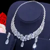 CWWZircons Luxury Shiny Cubic Zirconia Paved Big Water Drop Women Wedding Necklace Earrings Sets Bridal Party Jewelry T381 H1022