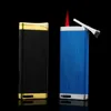 Ultra-ince Metal Gaz Çakmak Bütan Şişirilmiş Torch Çakmak Jet Kompakt Puro Sigara Erkekler için Rüzgar Geçirmez Çakmak Gadget