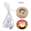 Livre Lumières Rond En Bois 3D Veilleuse Support De Base LED Présentoir Pour Cristaux Boule De Verre Éclairage Accessoires D'éclairage Ha3621106